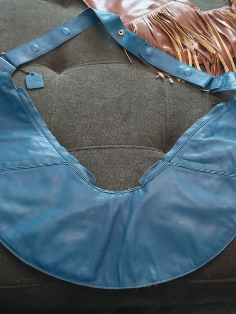 Sash Bag | Blue Leather Hobo Shoulder Bag | Women